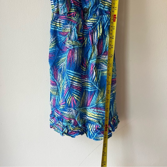 🌼 5/$25 George Girls Tropical Leaf Print Sundress Blue Multicolor Size 8 Rayon - Picture 5 of 11
